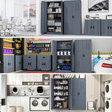 KAER Metal Garage Storage Locker 72" H Garage Cabinets with 2 Doors 4 Adjustable Shelves and Tool Board Tool Cabinets for Warehouse Basement Home Office - Assembly Required KAER