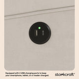 Storkcraft Serenity Glider Recliner Nursery Chair with USB Charging Port (Ivory) – Premium Upholstered Nursery Glider Recliner with Manual Recline Function, Dual USB Charging Storkcraft