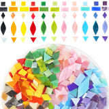Mosaic Glass Pieces Tiles for Adults: LATIIZ 320Pcs Rainbow Color Mixed 5 Shapes Stained Glass Bulk for Beginner Artist - Mosaics Kit for Making Art Project Craft DIY Lamp Vase Coaster Stepping Stone Latiiz