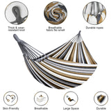 SZHLUX Double Hammock,Cotton Hammock Portable Hammock with Carry Bag，Perfect Camping Outdoor/Indoor Patio Backyard,Coffee SZHLUX