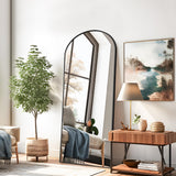 NicBex Arched Full Length Mirror with Stand, 56"x19" Aluminum Alloy Frame Floor Mirror, Black - Free Standing, Leaning Against Wall or Wall-Mounted, for Bedroom Living Room Dressing Room NicBex