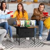 SHINOSKE Square Coffee Table with Round Corners,2 Tier Farmhouse Small Coffee Table for Small Space,Modern Low Center Living Room Tables with 2 Storage Drawers for Apartment,Office,Outdoor,Black Brown Shinoske