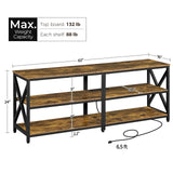 Yaheetech TV Stand with Power Outlet, Industrial TV Stand for 75 Inch TVs, Media TV Console Table with Open Storage Shelves for Living Room, Rustic Brown Yaheetech