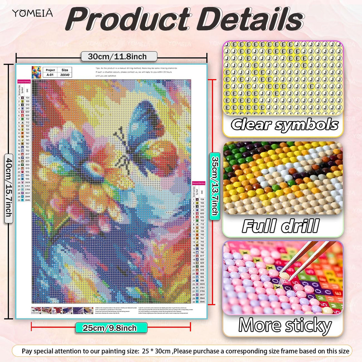 YOMEIA 5D Diamond Painting Kits for Adults Full Drill Butterflies and Flowers Diamond Art Paint with Round Diamonds DIY Gem Painting Kit for Home Wall Decor(11.8x15.7in) YOMEIA