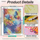 YOMEIA 5D Diamond Painting Kits for Adults Full Drill Butterflies and Flowers Diamond Art Paint with Round Diamonds DIY Gem Painting Kit for Home Wall Decor(11.8x15.7in) YOMEIA
