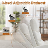 Manual Swivel Rocker Recliner Chair for Adults, Overstuffed Reclining Glider Chair for Nursing with Vibration Massage & Heat, Living Room Rocking Recliner 3-Stage backrest, Faux Leather White EZZUP