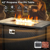 ovios 11 Piece Outdoor Patio Furniture Set with Fire Pit Table,Conversation Sectional Wicker Couch with Swivel Chairs,Modern Outside Sofa for Balcony Backyard, Dark Grey ovios