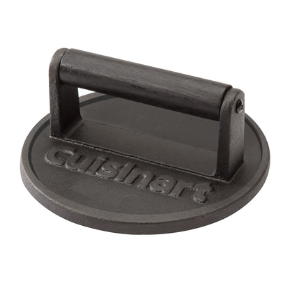 Cuisinart 6.5" Cast Iron Smashed Burger Press, Juicy and Crispy Burgers for BBQs, Cookouts