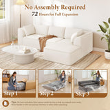 Vesgantti 106" Cloud Sectional Couch with Chaise, Deep Seat Modular Sectional Sofa Chenille Memory Foam Sofa Boneless Couches for Living Room Bedroom, No Assembly Required (Beige, Right-Facing Chaise) Vesgantti