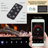 Modern Ember Aerus 72 Inch Smart Linear Electric Fireplace - Recessed in-Wall and Wall-Mount, Multiple Flame Colors, Compatible with Alexa and Google Assistant, Black Modern Ember