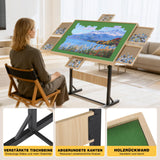 FUNTOK 1500 Piece Puzzle Table with Legs for Adults, Portable Wooden Puzzle Board Table with Drawers, Adjustable Height, 4-Tilting-Angle, Transparent Cover, Non-Slip Felt Surface, Present for Mom FUNTOK