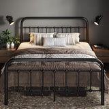 Allewie Full Size Metal Platform Bed Frame with Victorian Style Wrought Iron-Art Headboard/Footboard, No Box Spring Required, Black Allewie