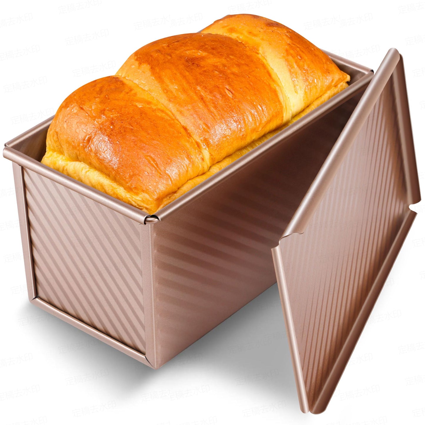 Yupjlia Pullman Loaf Pan with Lid, Premium 1 lb Dough Nonstick Bread Pan with Lid for Homemade Bread, Heavy Duty Carbon Steel Corrugated Sandwich Bread Loaf Pan with Cover for Baking Bread, Bakeware