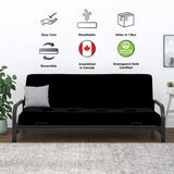 DHP Trule 8" Reversible Full Size Futon Mattress, Pocket Coil Spring, Polyester, Firm Support, Linen-Like Cover, Eco-Friendly, Black DHP