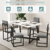 HUGROVE 5-Piece Dining Set, 47.24-Inch Faux Marble Dining Table Set for 4, Modern Minimalist Kitchen & Dining Room Set with Velvet Upholstered Chairs for Small Spaces, Apartments (Charcoal) HUGROVE