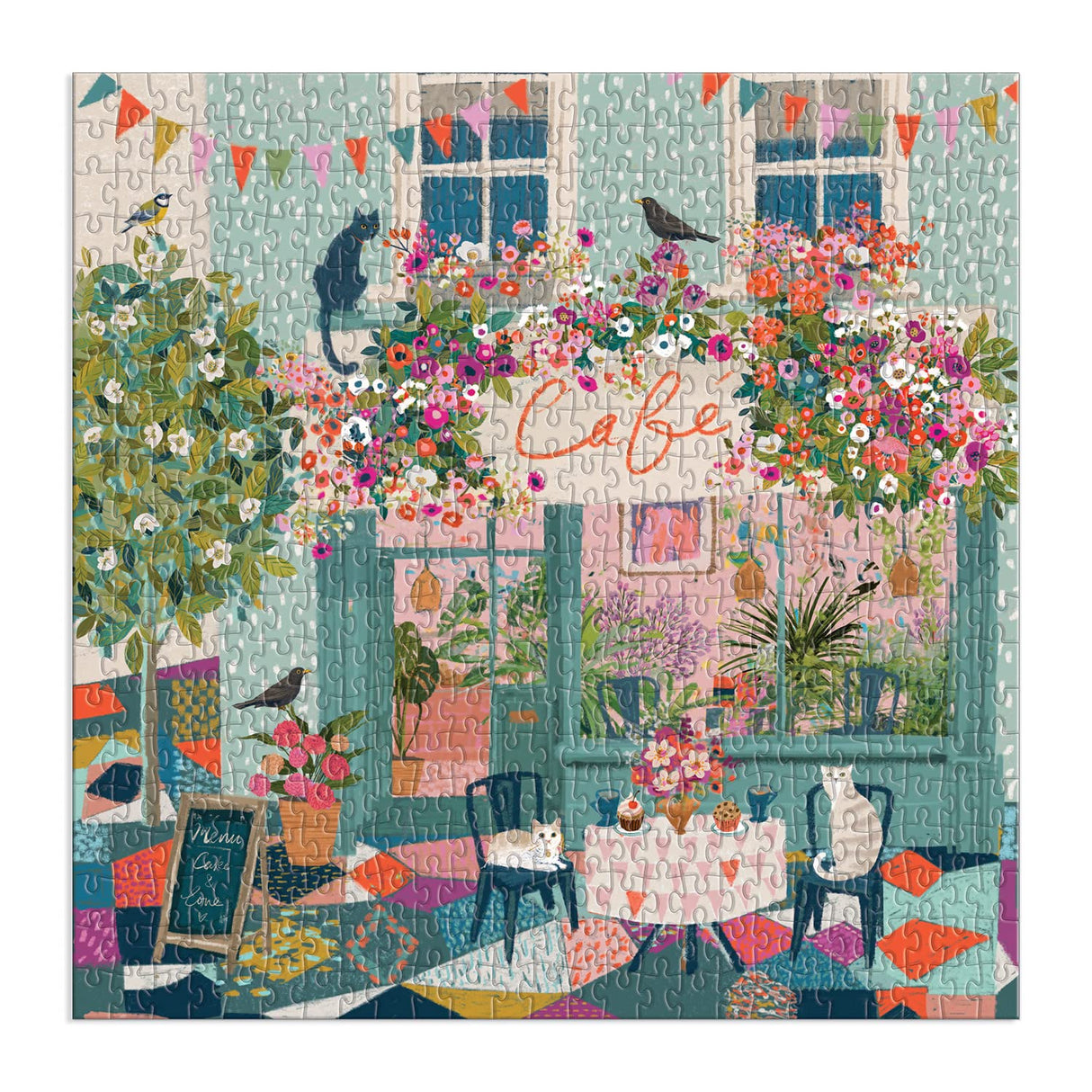 Galison Afternoon Tea Puzzle, 500 Pieces, 20” x 20” – Floral Jigsaw Puzzle with a Beautiful Illustration by Victoria Ball – Thick Sturdy Pieces, Challenging Family Activity, Makes a Great Gift Galison
