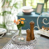 Hanobe Whitewash Wooden Round Serving Tray - Farmhouse Decor for Coffee Table, Kitchen Counter Hanobe