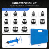 Hollow Hole Punch Set for Leather, Gasket Hollow Punch Kit, Rubber Hollow Hole Punch Set,Gasket Punch Set 3/16 to 1-3/8in CZPPIF
