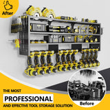 RacKeaLsi 49" W Large Power Tool Organizer Wall Mount, 4 Layer Heavy Duty Metal Tool Storage Rack with 12 Drills Holder, Utility Racks for Garage Workshop, Ideal Garage Organization RacKeaLsi