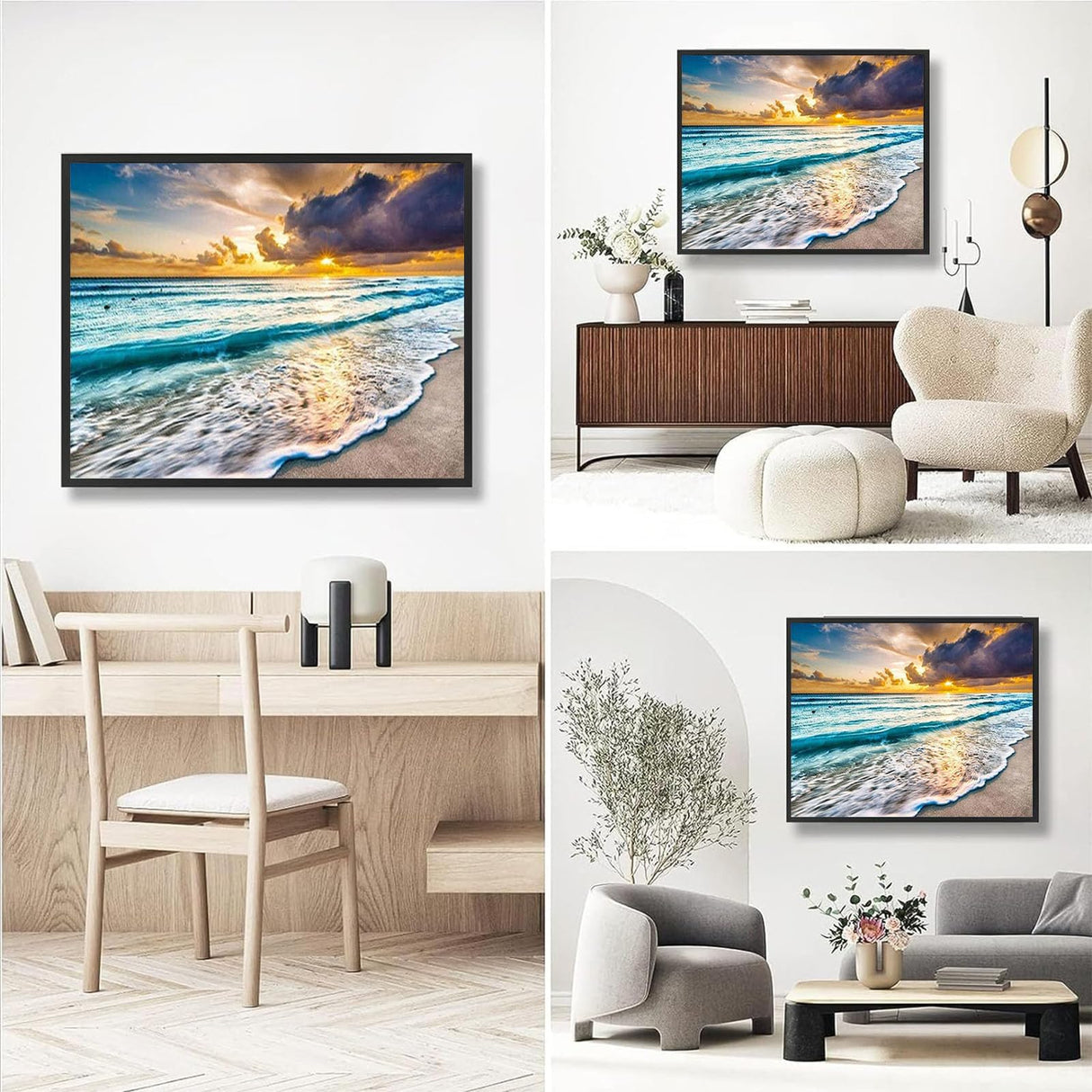 Beach Paint by Numbers for Adults with Framed Canvas-with Wooden Easel,Landscape Paint by Number on Canvas,DIY Acrylic Oil Painting Kits with Brushes Nice Gift Box for Home Wall Decor(16x20inch) xackcme