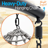 SereneLife Hanging Egg Chair with Stand - Indoor Outdoor Patio Wicker Rattan Lounge Chair with Stand, Steel Frame, UV Resistant Washable Cushions for Garden Backyard Deck Sunroom SLGZ0EGG (Gray) SereneLife