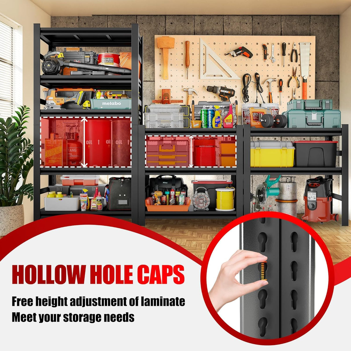 63" H Metal Garage Shelving Heavy Duty 1500LBS Adjustable Storage Shelves Unit 5 Tier garage storage shelves Utility Storage Rack Shelf for Basement, Commercial, Warehouse, Industrial, Black PRESTELION