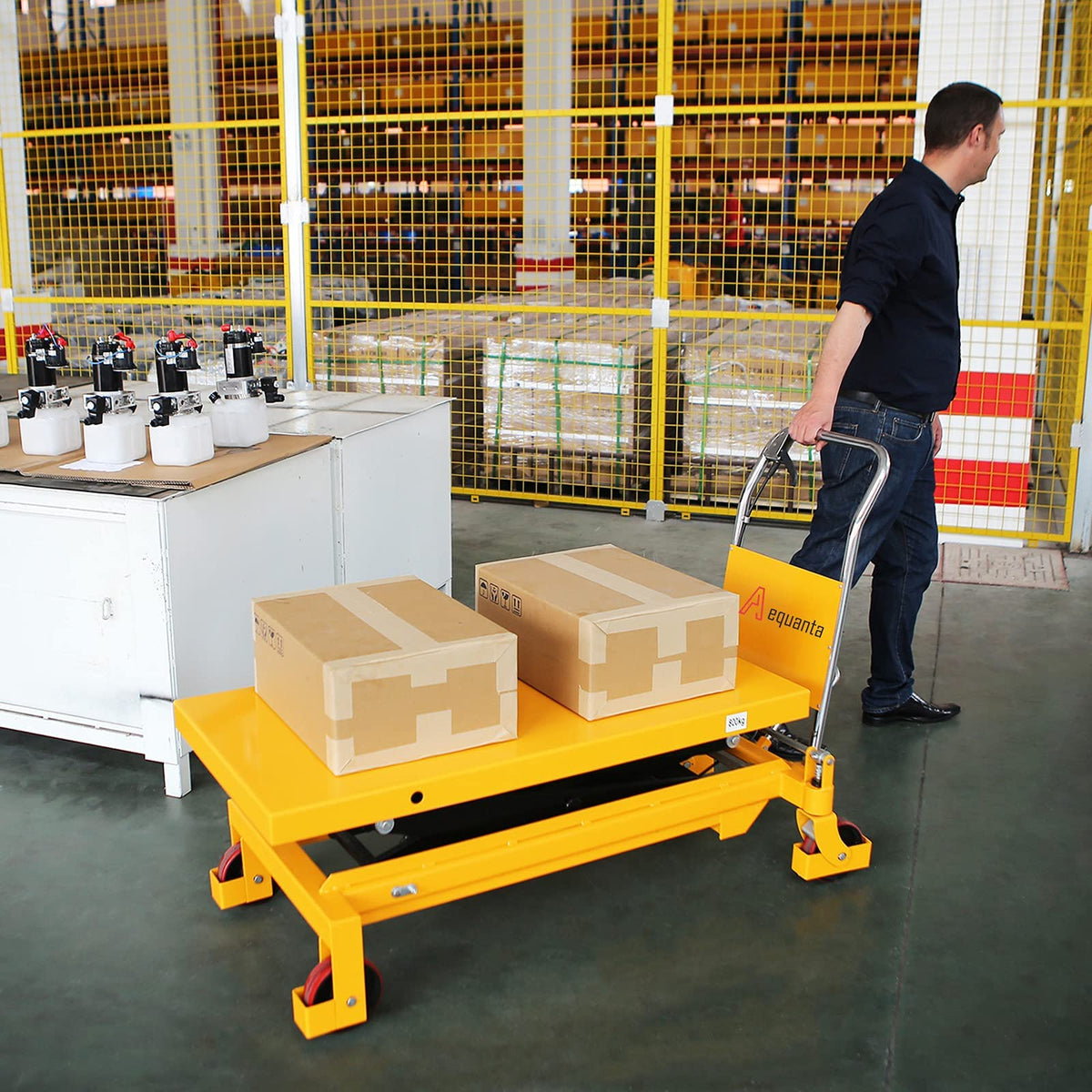Aequanta Double Scissor Hydraulic Mobile Lift Table Multi-Function Platform Cart 59" Lifting Height 1760lbs Capacity Suitable for Handling Work Aequanta