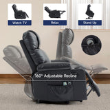 Power Lift Recliner Chair for Elderly with Massage & Heat, 160° Adjustable PU Leather Electric Recliner with Remote, Cup Holders, Side Pockets, and Stand Assist for Living Room, Bedroom (Black) Brage Living