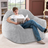 Homguava Beanbag Chair Bean Bag Chairs for Adults Bean Bags Giant Bean Bag Sofa with Spacious Cushion Bean Bag Couch with Armrest Large Bean Bag Chair with Filler for Living Room Bedroom (Light Grey) Homguava