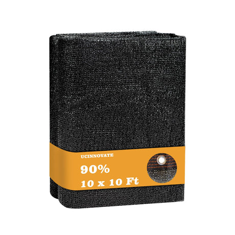 UCINNOVATE 10x10 FT Sunblock Mesh Shade, 90% Sun Shade Cloth Fabric Plants Shade Screen Netting with Grommets, Durable Sunshade UV Resistant Fabric for Pergola Patio Lawn Garden Deck or Dog Kennel UCINNOVATE