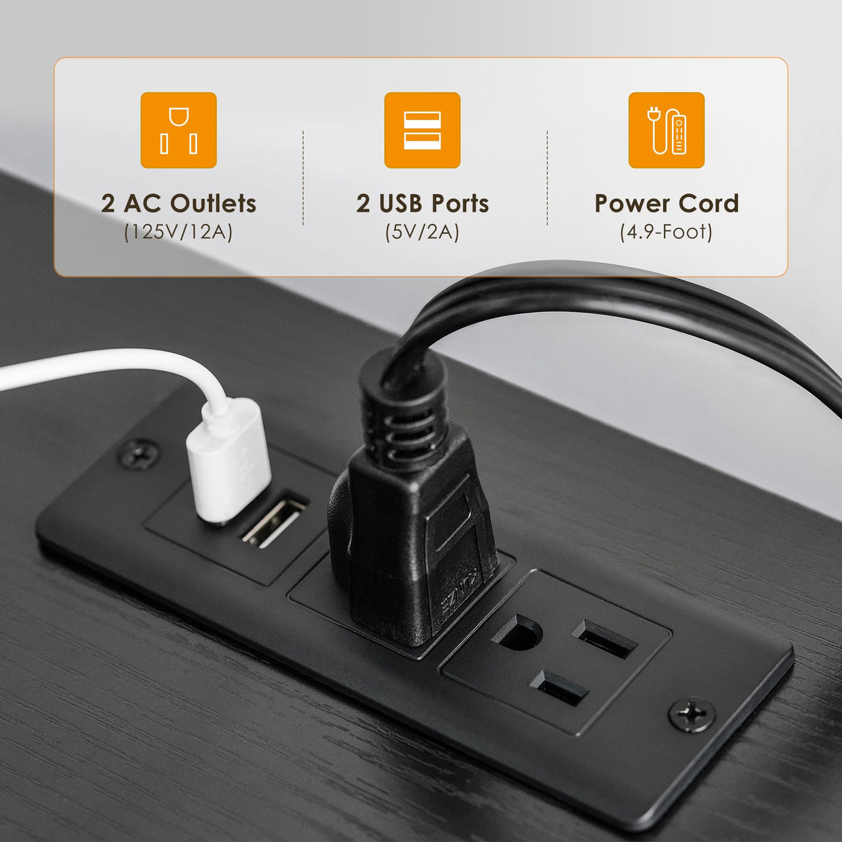 LYNCOHOME Black Dresser with Power Outlets and LED Lights, Dresser TV Stand with 8 Drawers, Fabric Chest of Drawers for Bedroom, Living Room, Entryway LYNCOHOME