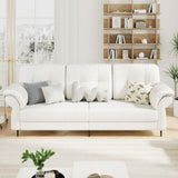 GarveeHome 83.5" Sofa for Living Room,Modern Sofa Couch- 3 Seater Sofa with Removable Pillows,Comfy Sofa Couch with Wide Seats,Teddy Fleece Sofa,Couch for Living Room Apartment Lounge,White GarveeHome