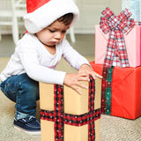 4 Rolls Christmas Plaid Ribbon - Snowflake Plaid Burlap Ribbon for Christmas Tree Wrapping, 24 Yards (1.6 Inch) WILLBOND