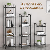 JSB 5 Tier Narrow Bathroom Shelving Unit, Kitchen Storage Rack Organizer Metal Corner Shelf for Living Room Laundry Pantry (Matte Black, 5 Tier) JSB