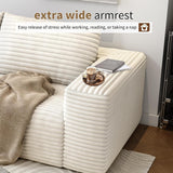 63" Cloud Loveseat Sofa - Boneless Deep Seat 2-Seater, No Assembly Foam Floor Couch, Plush Corduroy Fabric, Modern Living Room Sofa for Small Space Apartment, Bedroom, Office (White, 63") Klwenas Maec