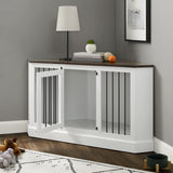 Crosley Furniture Winslow Corner Dog Crate Credenza Kennel for Pets, White Crosley Furniture