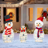 HOURLEEY Christmas Decoration 55 L Lighted Snowman Family Outdoor, 3-Piece Waterproof Plug in 2D Snowman for Yard Patio Lawn Garden Party Decor 20.5X9X29.5Inch-Large (Warm White) Hourleey