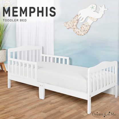 Dream On Me Classic Design Toddler Bed In White, Greenguard Gold And JPMA Certified, Low To Floor Design, Two Side Safety rails, Non-Toxic Finishes, Wooden Nursery Furniture