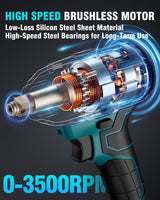 LHRETXQ 1/2 inch Cordless Impact Wrench, Torque 258ft-lbs(350N.m), 3500 RPM, 21V Electric Brushless Power Impact Gun for Lug Nuts with 2.0Ah Battery, 1/4 inch Impact Driver, Charger & Kit Case LHRETXQ