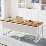 Tribesigns L Shaped Desk with Drawer Cabinet, 63" Executive Computer Desk and lateral File Cabinet, 2 Piece Home Office Furniture for Hanging File, Cabinet with Doors (Walnut, 63-inches) Tribesigns