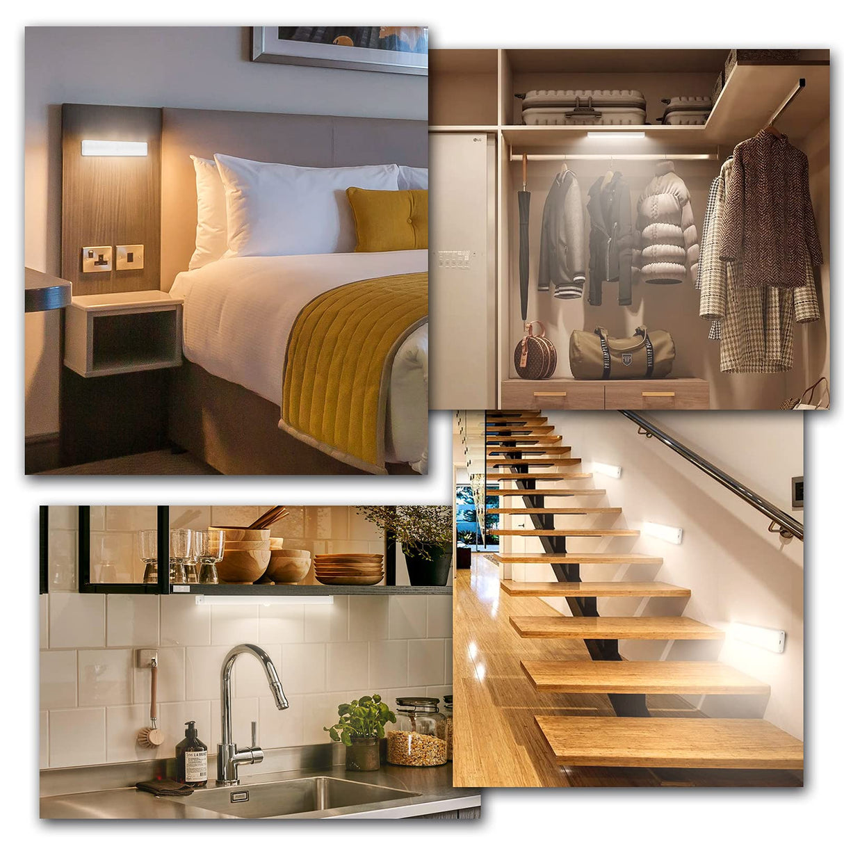 Lightbiz LED Closet Light with Charging Station, 24-LED Dimmer Motion Sensor Under Cabinet Light Wireless Stick-Anywhere with Remote for Stairs,Kitchen,Hallway (3 Pcs) Lightbiz