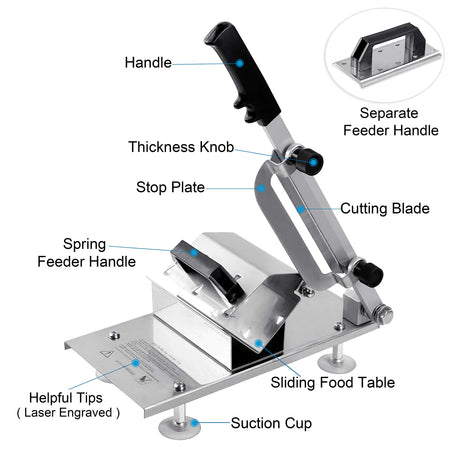 Manual Frozen Meat Slicer, befen Upgraded Stainless Steel Meat Cutter Beef Mutton Roll for Hot Pot KBBQ Food Slicer Slicing Machine for Home Cooking of Hot Pot Shabu Shabu BBQ befen