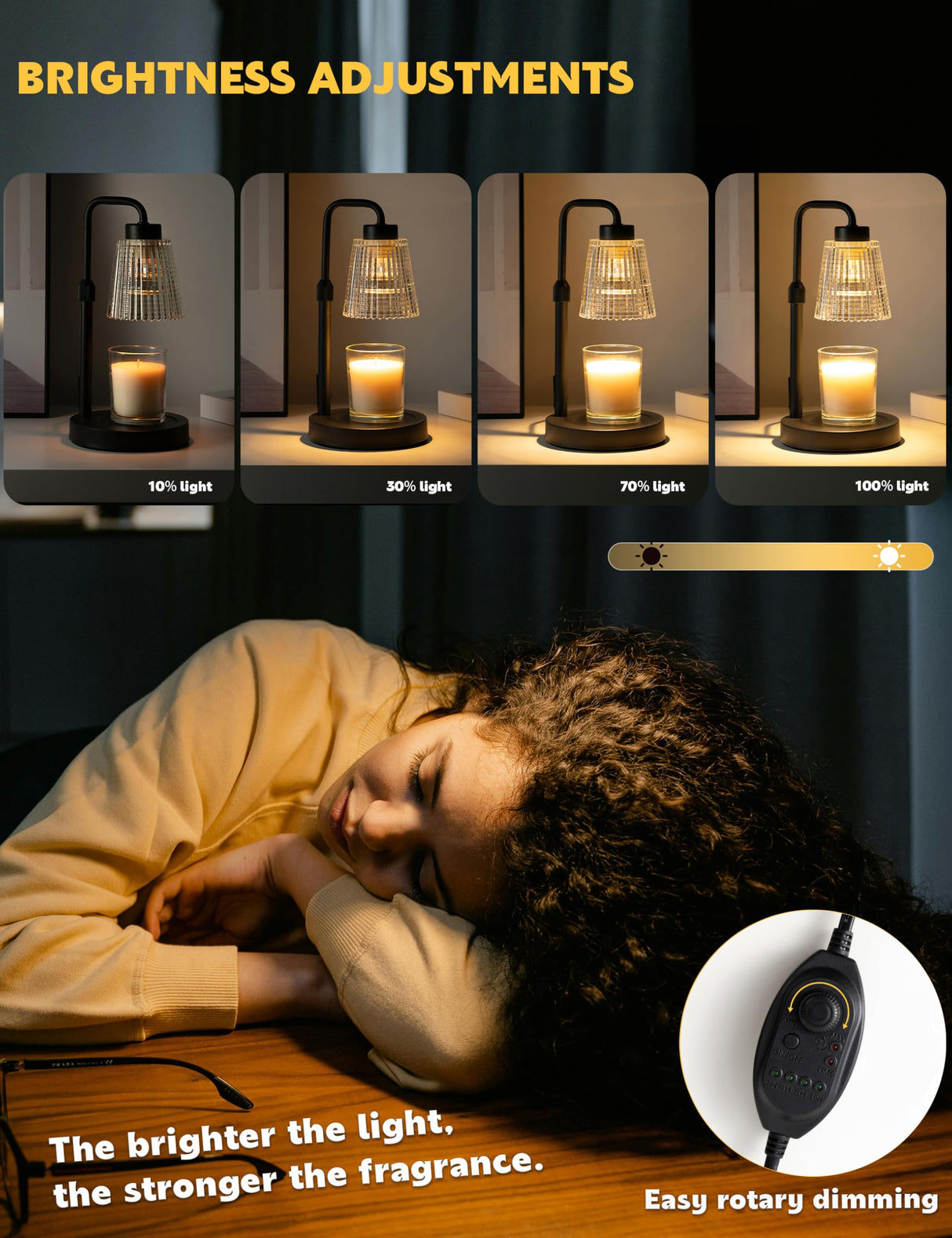 GODONLIF Candle Warmer Lamp with Timer Dimmable, Adjustable Height, House Warming Gifts New Home Room Decor, Birthday Gifts for Women Mom, Wax Warmer Lamp for Jar Candles with 2 Bulbs GODONLIF