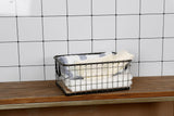 16" Rectangular Sturdy Hand Welded Farmhouse Metal Wire Basket with Rustic Wooden Bottom For Shelves, Closet Storage Bins for Shelves. Also For Laundry, Towel, Spice Rack, Tool Box (1) WoodArtSupply