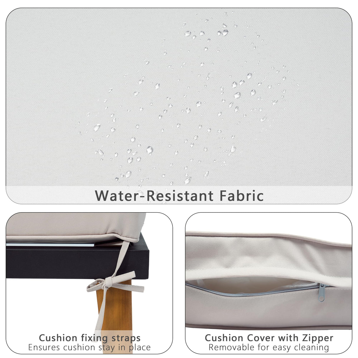 WiberWi 8 Pieces Patio Furniture Set, Outdoor Sectional Sofa Couch with Acacia Wood Coffee Table&Side Table,Modern Metal Outside Conversation Sets for Backyard,Lawn,Garden,Wood Legs,Beige WiberWi