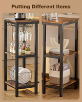 Qsun 3-Piece Bar Table Set for 2, Bar Table with Stools & 2 Storage Shelves, Small Bar Table Set with Glass Rack, Small Kitchen Table for Dining Room, Living Room, Rustic Brown Qsun