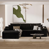 GLAMOUT 105" Convertible Sectional Couch with L-Shape Chaise, Modern Modular Sofa with Deep Seat, 3-Seater Comfy Cloud Couches for Living Room, Bedroom, No Assembly Required, Black GLAMOUT