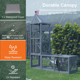 TIMHAKA Catio Outdoor Cat Enclosure with Tunnel, 2 in 1 Outside Pet Playground Include 1 Catio and 1 Tunnel, Cat Enclosure with Cats Hammock and Waterproof Cover, Indoor Outdoor Cats Cage with 2 Door TIMHAKA