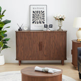 NVETHM Sideboard Buffet Cabinet, Storage Cabinet with Sliding Doors and Handles, Modern Wooden Sideboard Cabinet for Living Room, Dining Room, Kitchen and Entryway (Walnut) NVETHM