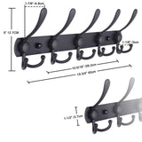 Dseap Coat Rack Wall Mounted - 5 Tri Hooks, Heavy Duty, Stainless Steel, Metal Coat Hook Rail for Coat Hat Towel Purse Robes Mudroom Bathroom Entryway (Black, 2 Packs) Dseap